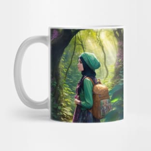 beautiful young lady Veiled in the forest hiking Mug